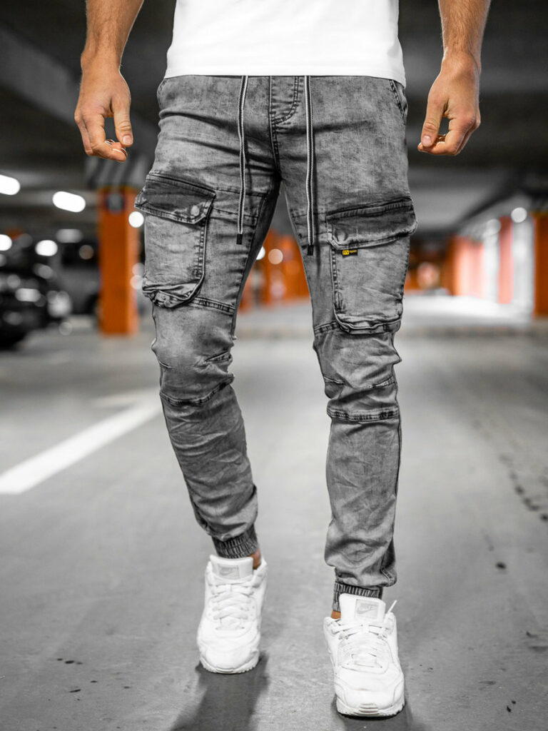 Jeansowe bojówki czarne męskie 