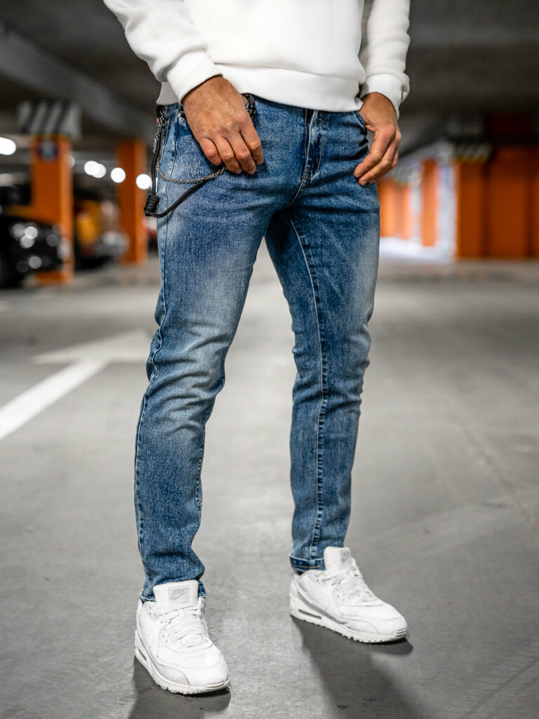 Granatowe spodnie jeansowe męskie 
